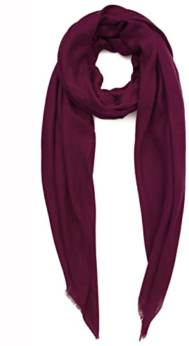 Bufanda Cachemira Hecho en Kashmir (Paquete de Regalo) Lana Merino Seda Cachemira Mezcla Bufanda Larga Superfine Mujer Hombre Pashmina Unisex Vino Borgoña