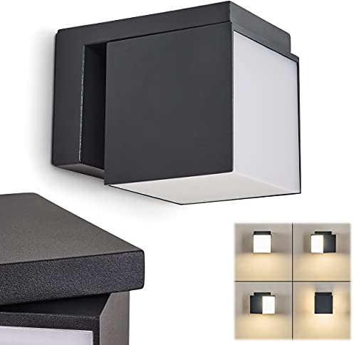 HOFSTEIN LED Außenwandleuchte Swanek, moderne Außenlampe aus Metall in Anthrazit, eckige Wandlampe mit Lichteffekten, Schirm ist beliebig verstellbar, 1-flammig, 12 Watt, 600 Lumen, 4000 Kelvin