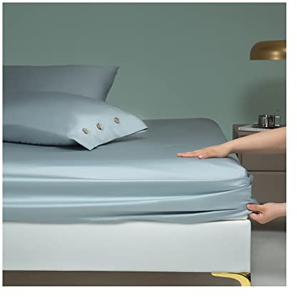 Generic Spannbetttuch 100% Baumwollsatin 28cm tief Fadenzahl 500 Luxus-Bettwäsche Satin Spannbettlaken Hotelqualität Bettlaken Grau Blau Lila 120x200 150x200 180x200