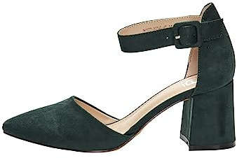 Rio Fiore Damen Pumps, Dunkelgrün, 7.5cm Blockabsatz, Bequeme Pumps mit Riemen, Wildlederimitat, Riemchenpumps, 661029-80-25 (Dunkelgrün, 39 EU)
