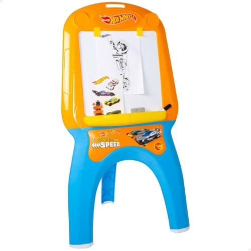 COLORBABY 77432, Lavagna per bambini Hot Wheels con cavalletto, lavagna per bambini, lavagna per pennarelli, giocattoli per bambini, giocattoli educativi, regali per bambini