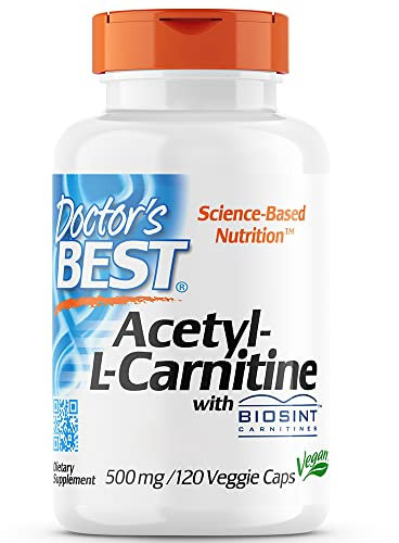Doctor's Best, Acetyl-L-Carnitin, 120 vegane Kapseln, 1000mg Acetyl-L-Carnitin je Dosis, Glutenfrei, Sojafrei, GMO frei, Geschmacksneutral