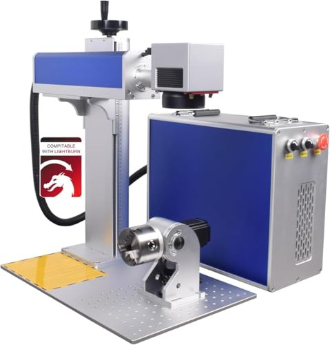 Ovsuqu JPT MOPA 60W/100W/200W Fiber Laser Engraving Marking Machine Colorful Engraving Cutting on Stainless Steel 200x200mm+300x300mm Working Lens+D80 Rotary axis Engarver Marker (60W)