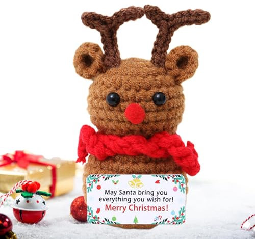 Figure natalizie in Miniatura,Figure da collezione in Miniatura | Bellissime figure decorative all'uncinetto di supporto emotivo | Decorazione unica per mobili per la casa, decorazioni per scrivania