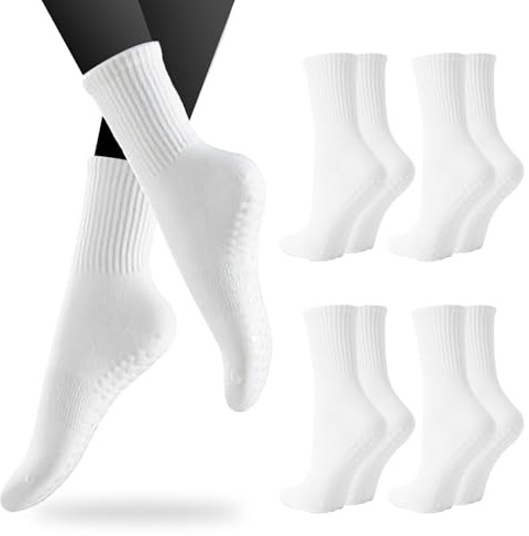 MOSTFUN 5 Paires Chaussettes Antidérapantes Femme, Chaussettes Pilates Femme, Chaussettes Yoga Antidérapantes, Chaussettes Antidérapantes Foot, pour Pilates, Yoga, Ballet, Sport, Home