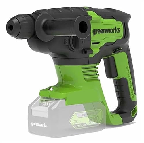 Greenworks 24V Brushless Rotary Hammer Drill Cordless SDS-Plus Heavy Duty 4-Mode Selector Anti-Vibration Handle Built-in LED Light Impact Energy 1.2 Joule Tool Only