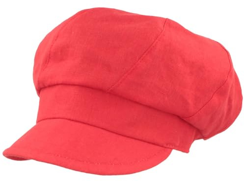 Bred ballongmössa, linne, mössa, lätt skärmmössa, vintage, ballongkeps, basker, Mellanröd, S