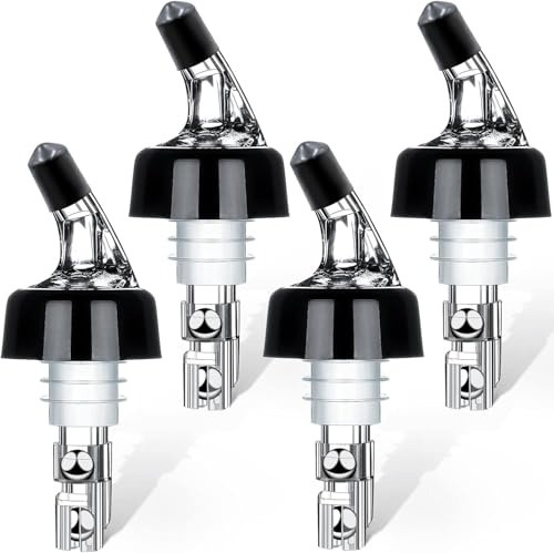 PIQIUQIU Set di 4 dosatori per liquori in acciaio inox (30 ml) - Versatore di bottiglie per vino, cocktail e olio - Cucchiaio in acciaio inox lavabile in lavastoviglie