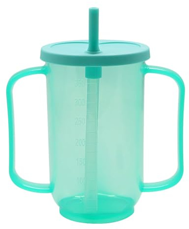 LIXSAZSE Elderly Drinking Cup with Lid Easy-Grip Beaker for Handicapped Individuals ABS Adult Sippy Cups for Elderly Non Spill