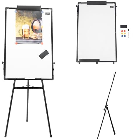Whiteboard med stativ, 61 x 91 cm mobil whiteboard-staffli med suddgummi, whiteboard-märkpennor, magnetiska treben, vita tavlor, höjdjusterbara flipchart stativ för klassrum kontor
