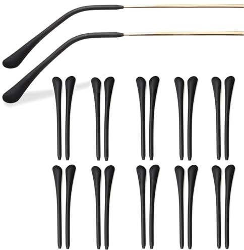 JOOTUEPO 10 Paires Manchons De Rechange En Silicone, Protege Branche Lunette, Housses en Silicone pour Branches de Lunettes, Accessoires de Remplacement Pour Branches De Lunettes Fines En Métal