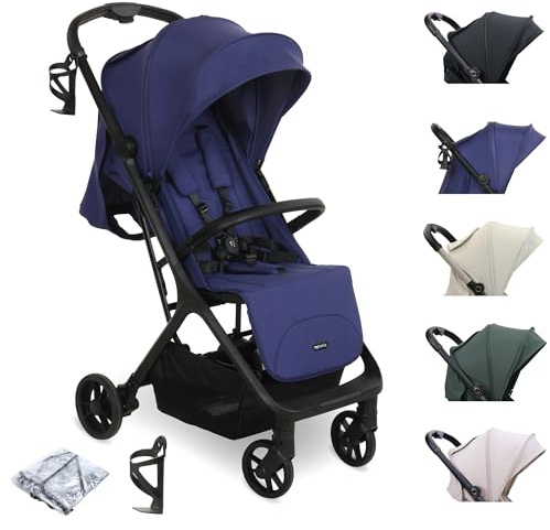 My Babiie MBX7 Autofold Stroller – from Birth to 4 Years (22kg), Foldable & Compact, Lightweight, Travel Buggy for Toddlers, Pushchair Includes Rain Cover - Indigo