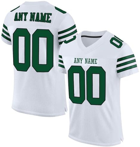 Personalisierte American Football Trikots mit Namen und Nummer - Sporttrikots für Herren, Damen & Kinder - Atmungsaktiv & Schnelltrocknend weiß