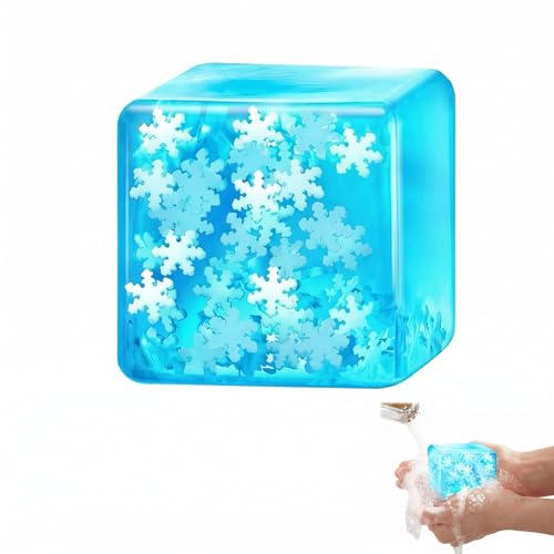 Squishy Anti Stress Cube Lumineux, Jouet Fidget Flocon de Neige pour Enfant et Adulte, Balle Anti-Stress Sensorielle pour Soulager l'Anxiété et l'Autisme