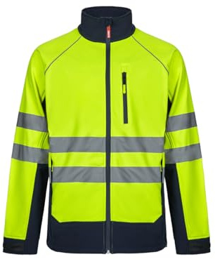 Velilla 306001, Cazadora Soft Shell Bicolor, Color Azul Marino y Amarillo Flúor, Talla 3XL