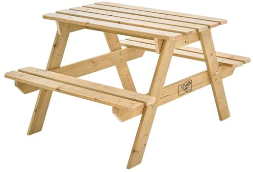 TP Toys Tavolo da Picnic forestale in Legno FSC – 90 x 70 x 50 cm – Tavolo e panchine per Bambini dai 18 Mesi – Area Giochi e Pranzo all'aperto – Facile da Montare