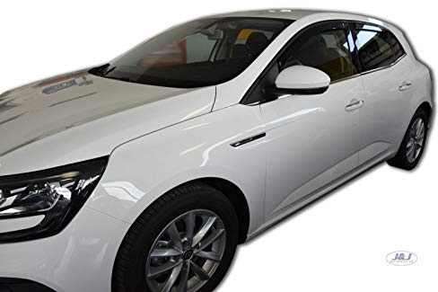 J&J AUTOMOTIVE Heko Déflecteurs d'air et de Vent pour Renault Megane 4 5P. Berline 2016-2024, Lot de 4pcs, Teintés, Avant et Arrière, Aérodynamique
