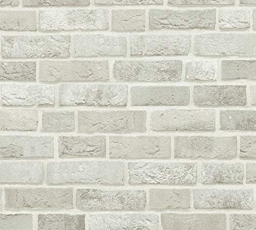 Thomas Vlies-Tapete Mauer Stein grau 10,05 m x 0,53 m rot TLT023