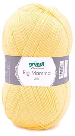 Gründl Wolle Big Mamma uni - XXL Wolle zum Stricken - Strickgarn - Weich und hautfreundlich - 100 % Polyacryl - 1 Knäuel 400 g / 1040 m - Nadelstärke 3,5- 4,5 - pastellgelb