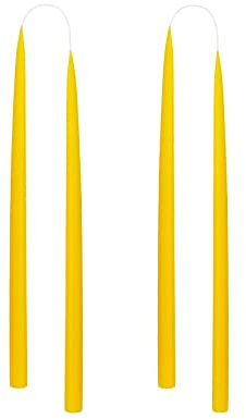 Kunstindustrien® Tapered Candles, Made in Denmark, 42 Colours Available, Dripless & Smokeless Dinner Candles, Candles Long Burning 15 Hours, Unscented Candle Gift Set, 4pcs. 2.2 x 35cm (Lemon Yellow)