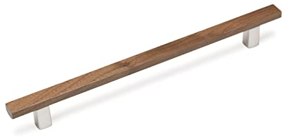 Gedotec Möbelgriffe Aluminium und Holz | 1 Stück - Falttüren-griffe Möbel | Länge: 284 mm | ARA | Eiche - Edelstahl Optik - minimalistisch | Schrankgriffe - Schubladengriffe - Küchengriffe - Türgriffe