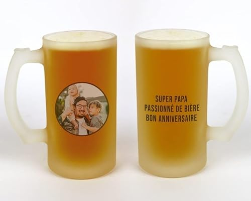 CADEAUX.COM - Personalisierbares Glas - Foto und Text - Bierglas 57 cl - Personalisierte Geschenkidee Mit Vorname und Nachricht