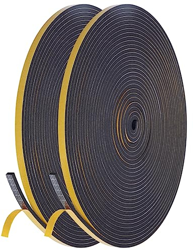 Flintronic Cinta Selladora Espuma, 1 Rollos 20M Burletes Puertas Tira de Sellado, 6mmx3mm, Espuma Burlete Adhesivo de Alta Densidad, para Anti Frío, Aislante, Ruido y Colisión(Negro)