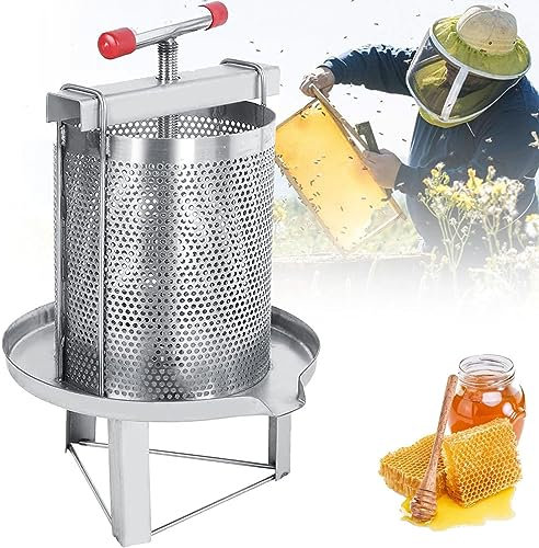 GIZMIT Edelstahl Honigpressextraktor, manueller Rotationshonigentzug, Wachspresse Honigquetschende Maschine Imkere kommerzieller Haushalt mit Filter