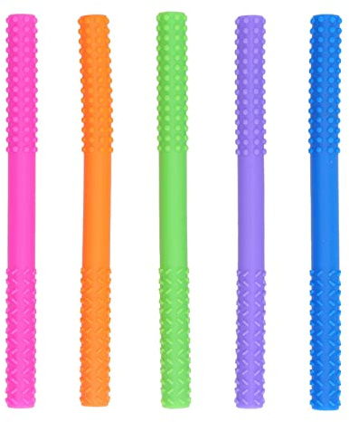 Palitos de Dentición para Bebé, 5 Unidades Resistentes a Rasgar, Anillos de Dentición de Silicona Suave, Juguete Masticar Seguro para Bebés en Etapa de Dentición y Juegos Diarios