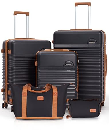 CONCEPTEN Luggage Sets 5 Piece, Suitcases with Wheels, Hardshell Suitcase Set, ABS Carry on Luggage Set with TSA Lock, Travel Luggage