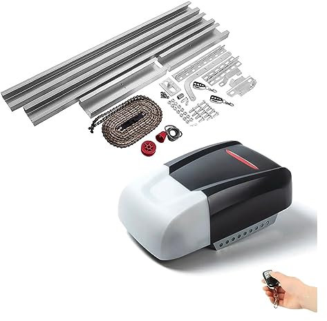 Ouvre-porte coulissant automatique Télécommande à entraînement par chaîne et contrôle WIFI à batterie soutenue, ouvre-porte de Garage sectionnel automatique intelligent universel Kit de matériel pour