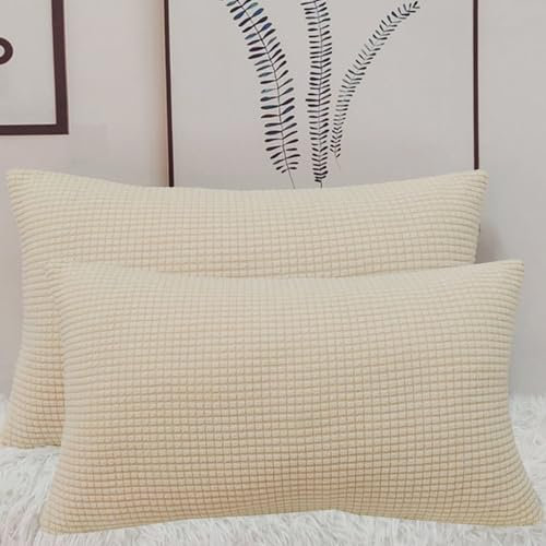 Stretch Kissenbezüge 50x70 2er Set Kissenbezug, Sofa Kissenhülle Für Dekokissen Cordstoff 40x60, Dekorative Zierkissen -hüllen, Cord Kissen Bezug Einsetzbar(Mustard Yellow,50x70 cm (Pack of 2))