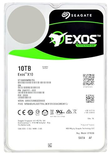 Seagate Exos X10 10TB Interne Server Festplatte ST10000NM0156 3,5 Zoll HDD SATA 6Gb/s 7200RPM 256MB Cache