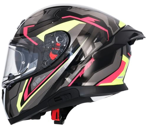 Shiro Helmets Casco Integral Modelo Apex Road Trip Negro y Gris Totalmente Homologado (L 59/60)