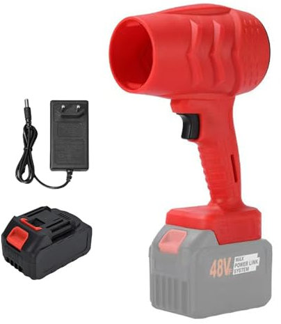 Soplador de Hojas Inalámbrico Portátil, Soplador Turbo, Ventilador Turbo Jet con Batería y Cargador para Limpieza de Autos al Aire Libre y Camping(Red)