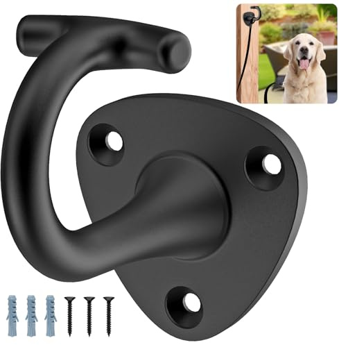 BeneLabel Hundeleinenhalter Wand, Hundeleine Wandhaken Haustierleinen Wandbefestigung Schwarz Hundeleinen Aufhängung Leinenhalter für Innen Außen Bauernhaus Große/Mittelgroße/Kleine Hunde,T-Haken