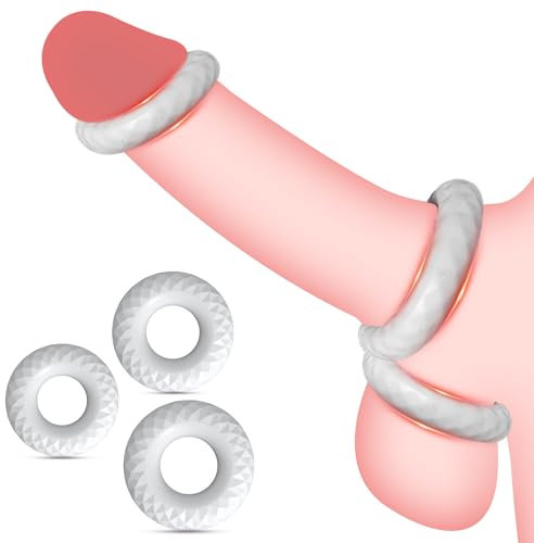 BDSMYEE 3pcs Anneaux de Pénis Jouets Sexuels, Haute élasticité et épaississement, Cockrings pour une Érection plus Dure, Anneau Penien Sextoy Testiculaire