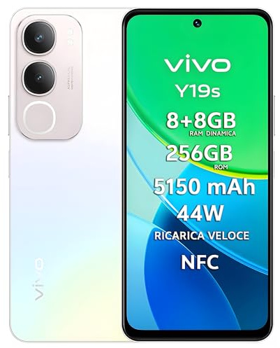 vivo Y19s Smartphone 4G, 8+8 GB RAM+256 GB, Fotocamera AI 50MP, Batteria 5150 mAh, Ricarica Veloce 44W, Display 6.68” 90Hz 1000 Nits, Audio 300% Stereo, UltraSottile 8.1mm, Idea Regalo