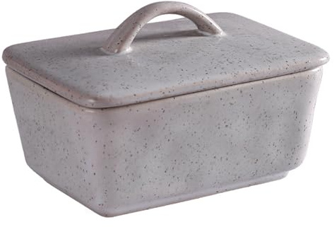 Jinfanshurich Keramische Butterbox mit Deckel, rechteckige Butterdose für 250 g/500 g Butter, rustikale Butterlagerdose, handgemachte Butterbox für Kühlschrank und Esstisch (grau, 350 ml)