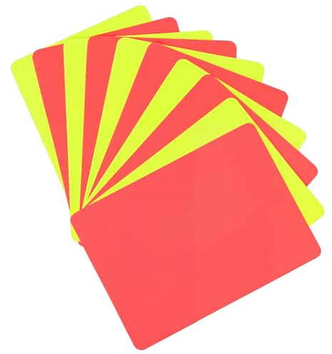 CREATCABIN Juego de 10 Tarjeta Roja Y Amarilla para Árbitro de Fútbol de PVC de Plástico para Competición Deportiva Profesional Accesorio de Advertencia Y Penalización para Fútbol Voleibol 11 x 8cm