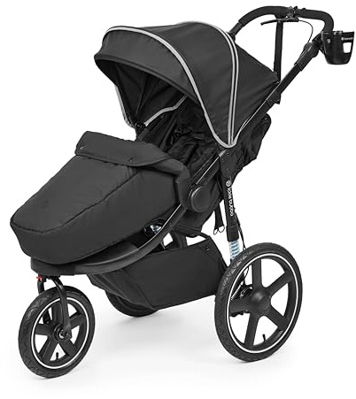 Ickle Bubba Venus Jogger Pro Max All Terrain Pushchair (Midnight) | 3 Wheel Running Buggy With Reclining seat, Rear Suspension, Handlebar Brake, UPF50+ Hood, Footwarmer, From Birth to 22kg