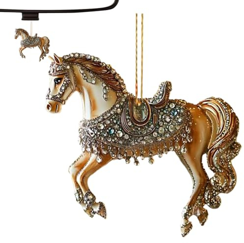de Navidad en Forma de Caballo, Figura Colgante de de acrílico 2D, decoración navideña con temática de Caballo, para niñas y Mujeres, casa de Fiestas, Pared, Ventana,