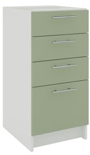 JD Greta Fixed Height 400mm Kitchen Drawer Base Cabinet Floor Unit (Without Worktop) – Sage Green Matt