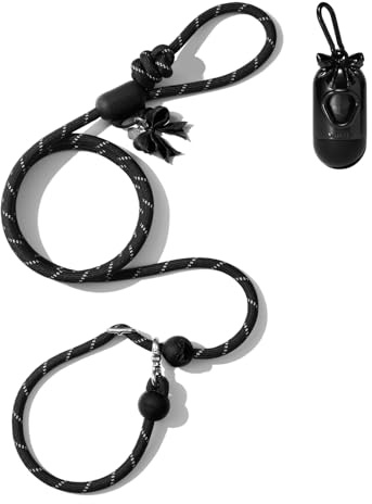 VETRESKA Laisse pour Chien Mains Libres, Laisse en Corde réglable de 2,4 m pour Chiens de Taille Moyenne à Grande, laisses à Glisser à la Taille ou en bandoulière pour Les promenades (Bow)
