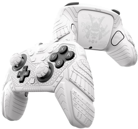 playvital Cover Controller per Nintendo Switch 2 PRO Joystick Custodia Silicone Grip Antiscivolo & Copri Analogici & Tasti Posteriori & Adesivi, Accessori per Switch 2 PRO, Samurai Armor-Bianco