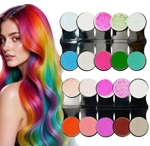 10 Piezas Tizas Lavables para el Cabello, Temporal Para TeñIr El Cabello, Fácil de aplicar y quitar, ideal para cumpleaños, fiestas, bailes y celebraciones