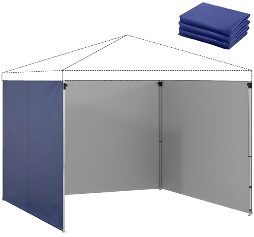 Outsunny 3 Paredes Laterales para Carpas de 3x3 m, Paredes Laterales de Repuesto para Cenador de Tela Oxford 210D con Cremallera, para Fiestas, 300x200 cm, Azul Oscuro