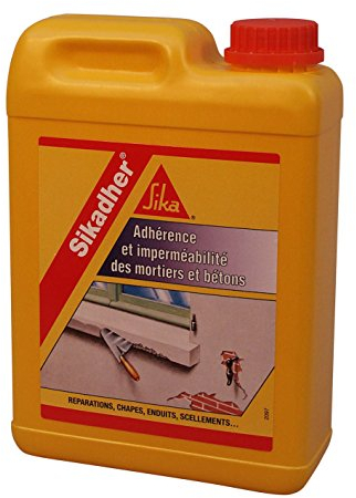 SIKA - Additif d'adhérence et d'imperméabilité pour mortiers et bétons - Sikadher Blanc - Limite les risques de fissuration et augmente les résistances mécaniques - Améliore la dureté de surface - 2L