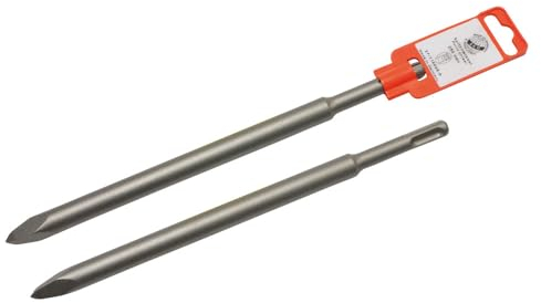 Dönges - Cincel puntiagudo para martillo (10 unidades, 250 x 14 mm, para SDS-PLUS), en clip, para hormigón, pavimento, azulejos, piedra natural, ladrillo, piedra caliza, etc.