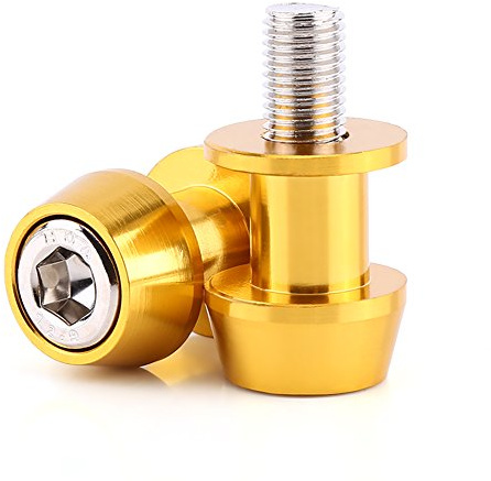 Aramox Slider swing, svängarmsspole, svängarmsspolar, 8/10 mm motorcykel CNC aluminiumlegering svängarmsspolar stående svängarmsspolar (10 mm guld)